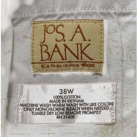 Jos A Bank Men's Size 38W Cargo Shorts Light Khaki 100% Cotton Button Pockets - Picture 3 of 5